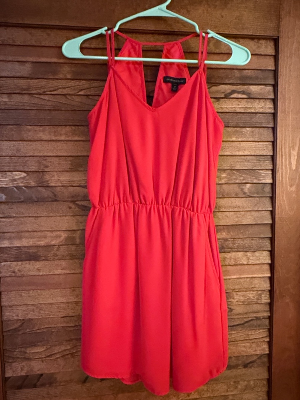 Banana Republic Vibrant Red/Orange Strap Mini Dress with Pockets